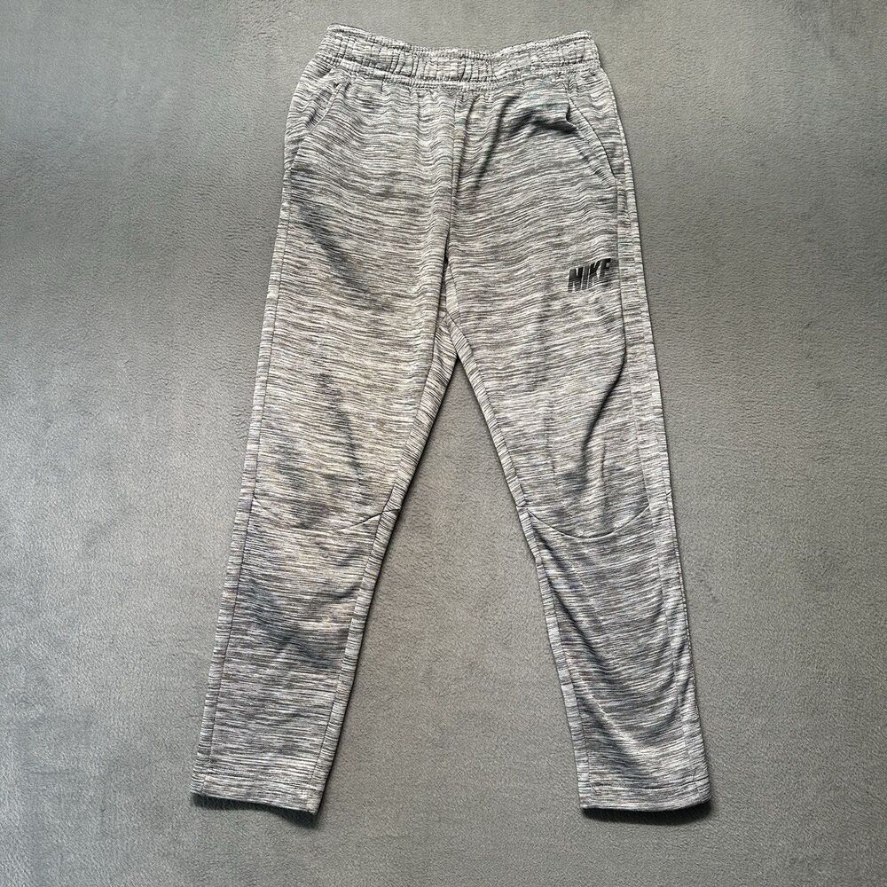 Nike Dri Fit Boys Large Sweatpants Gray Tapered Fleece Athletic Pants EUC